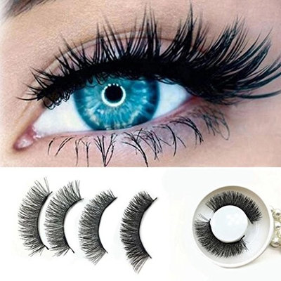 Upgraded Long Magnetic Eyelashes, 0.2mm Ultra Thin Magnetic False Eyelashes, 3D Reusable Fake Lashes, Natural Look (Triple Magnets 1 Pair / 4 Pieces) By DMZing