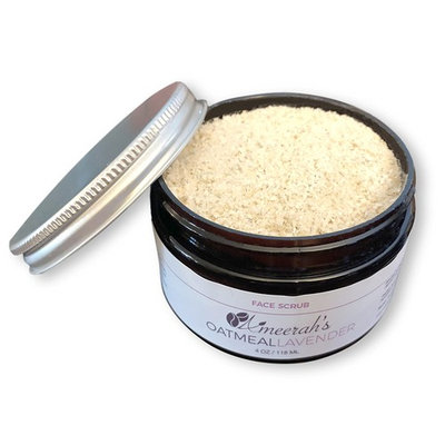 Oatmeal Lavender, Goat Milk, Himalayan Salt Face Scrub - 100% Natural Scrub to Exfoliate & Moisturize Skin - 4 ozs