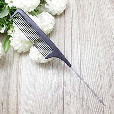 1 Pack Comb Hair Brush Hairbrush Carbon Combs Hairdressing Silicon Anti Static Barber Styling Tools Combo Pocket Long Round Handle Holder Marvelous Popular Beard Natural Grooming Girl Travel Kit