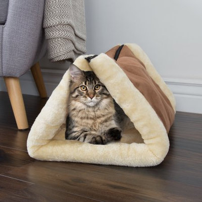 Trademark Global Llc Convertible Plush; Cozy Thermo-Reflective Kitty Hut