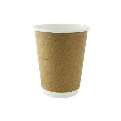 Packnwood 210GCDW10K 10 oz Double Wall Kraft Compostable Paper Cups 3.5 x 3.7 in.