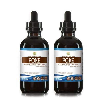 Secrets Of The Tribe Poke Tincture Alcohol-FREE Extract, Organic Poke (Phytolacca americana) Dried Root 2x4 oz