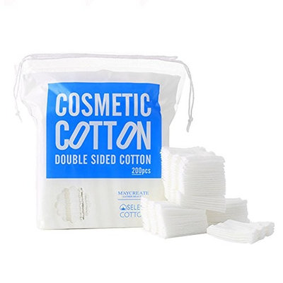 Samber 200 PCS Makeup Remover Wipe 100% Cotton Double-Sided Three-Layers Cleansing Cotton for All Skin Types