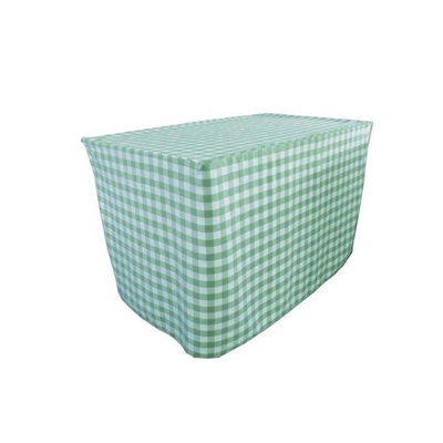 LA Linen TCcheck-fit-72x24x30-MintK44 Fitted Checkered Tablecloth White & Mint - 72 x 24 x 30 in.
