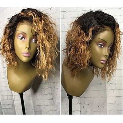 Hesperis Ombre Blonde Brazilian Virgin Hair Full Lace Wigs Curly Lace Front Wigs 150% Glueless Short Bob Curly Full Lace Human Hair Wigs