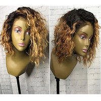 Hesperis Ombre Blonde Brazilian Virgin Hair Full Lace Wigs Curly Lace Front Wigs 150% Glueless Short Bob Curly Full Lace Human Hair Wigs