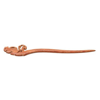 MagiDeal Wholesale Handmade Wooden Hair Stick Pick Wood Squirrel Pin Chinese Style Hair Ornament - Red