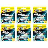 Gillette Mach3 Refill Razor Blade Cartridges, 12 Count (Pack of 6) + FREE Eyebrow Razor, 3 Ct.