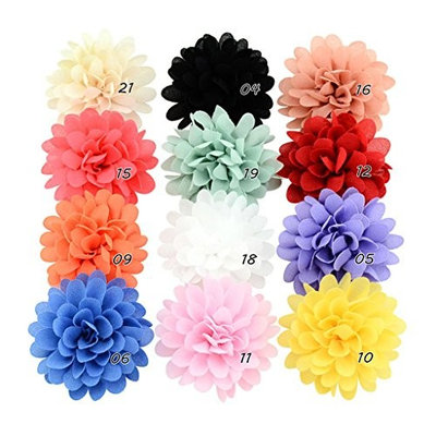 Loair Chiffon Flower Baby Girls Hair Clip - 12 PCS - Baby Girls Toddler Barrette Accessory