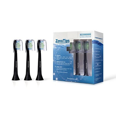 5 HX6064 Black Premium Quality ZovuTips Replacement Toothbrush Heads Compatible With Philips Sonicare DiamondClean and Most Philips Models (See Description) [5, 8,...