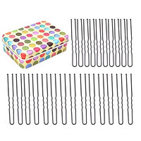 DINGJIN 120 Pcs U Shaped Hair Pins 2 Assorted Sizes(2.36 in + 2.76 in) Twist Hair Pins Bun Hair Pins With Mini Box For Storage