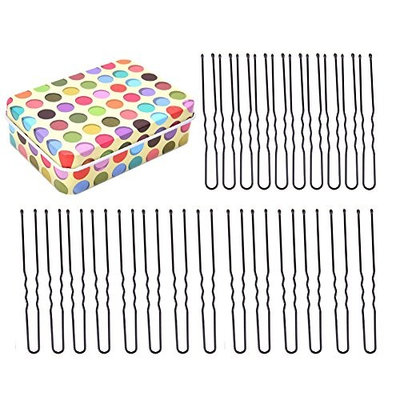 DINGJIN 120 Pcs U Shaped Hair Pins 2 Assorted Sizes(2.36 in + 2.76 in) Twist Hair Pins Bun Hair Pins With Mini Box For Storage