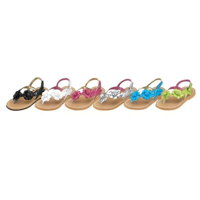 Toddler Little Girls Patent Floral Strap Flip Flops Size 7-4