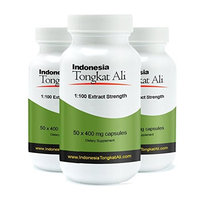 30% Off 3 Bottles of Real Herbs Indonesian Tongkat Ali 100 to 1 Extract - Natural Testosterone Booster - Also Known As Longjack or Eurycoma Longifolia - 400mg x 150 Vegetarian Capsules of Root Powder (Pack of 3)
