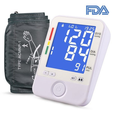 Automatic Upper Arm Blood Pressure Monitor- Adjustable Large BP Cuff(8.6-16.5inch), Blue Backlit Big Digital Display, FDA Approved BP Monitor with A/B Switch Button, 2 users 180 Groups Memory