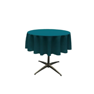 LA Linen TCpop51R-TealDrkP82 Polyester Poplin Tablecloth Dark Teal - 51 in. Round