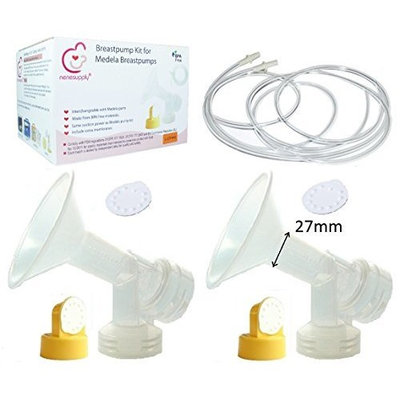 Nenesupply Pump Parts Use With Medela Pump In Style Breastpump PISA 2 Large 27mm Breastshield 2 Valve 4 Membrane 2 Tubing Not Original Medela Pump Parts Not Original Medela Breastshield