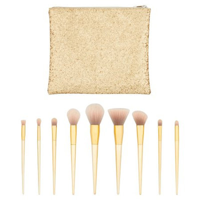 Longtian Intl Co Make Up Brush Collection with Travel Bag, 10 pc