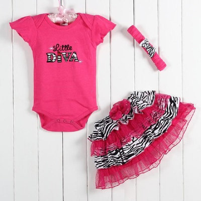 3 Piece Ruffle Set - Little Diva - 3-6 month