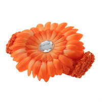 Baby Girl Crystal Daisy Peony Flower Hair Clip + Crochet Headband Hairwear