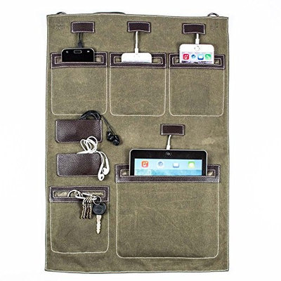 Great Useful Stuff Wally Hanging Wall Organizer For Smartphones, Tablets, and Small Electronics, For All iPhones, Galaxies, iPads. Multiple Options Available - Olive