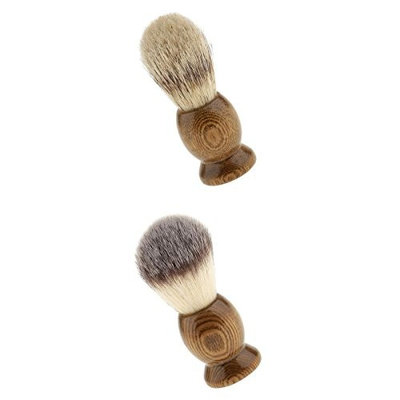 MagiDeal 2 Pieces Shaving Brush with Wood Handle Engineered for Safety Shaver Double Edge Shaver the Best Shave of Your Life