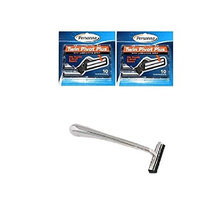 Trac II Chrome Handle + Personna Twin Pivot Plus Razor Cartridges w/ Lubricating Strip for Atra & Trac II Razors 10 ct. (Pack of 2) + FREE Scunci Black Roller Pins, 18 Pcs
