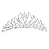 LY8 Fashion Women Silver Tone Bling Crystal Tiara Crown Wedding Bridal Hair Combs for Party Prom