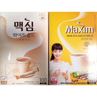 Maxim Coffee Mix, Instant Coffee (11.8 g / pk) (Combo Pack, Mocha Gold x 100 / White Gold x 100)