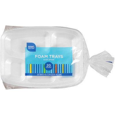 Smart Sense PLATES .2C FOAM TRAY 20CT