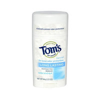 Tom's of Maine Natural Care Long-Lasting Unscented Deodorant Stick, 2.25 Ounce