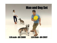 American Diorama 23927 Man & Dog 2 Piece Figure Set for 1-24 Scale Models