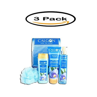 PACK OF 3 - Calgon Take Me Away Morning Glory Bath Gift Set, 4 Pcs
