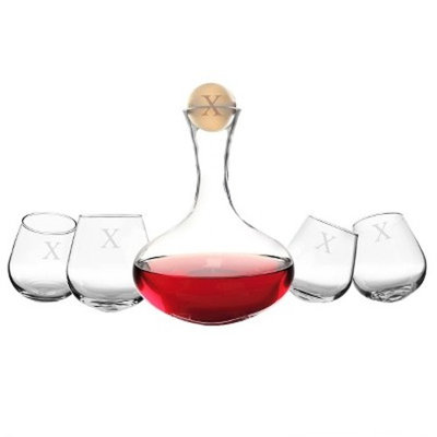 Cathy's Concepts Personalized 5 Piece Wine Decanter & Tipsy Tasters Set A-Z