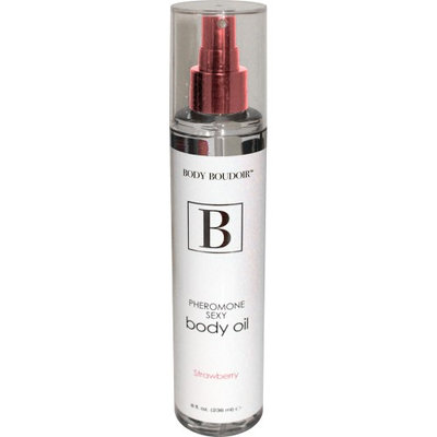 Body Boudoir Pheromone Sexy Body Oil for Sensual Massage, 8 fl. oz, Strawberry