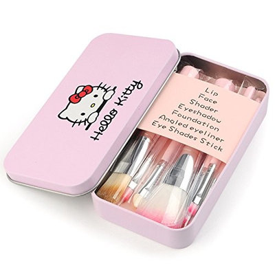 Pretty Cute Pink Makeup Brushes 7 Pieces Travel Makeup Brushes Set with Box Professional Foundation Cosmetic Brushes Eye shadow Brush Lip Brush for Powder Liquid