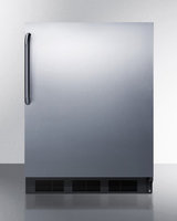 SUMMIT ADA compliant built-in refrigerator-freezer in black with stainless steel door and TB handle