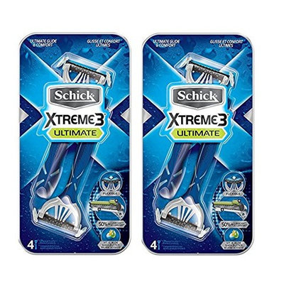 Schick Xtreme 3 Ultimate Razor - 8 Count + FREE Travel Toothbrush, Color May Vary