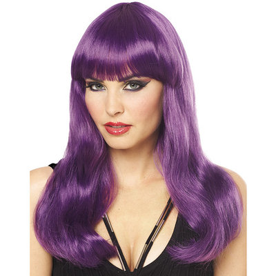Mistress Long Straight Silky Glamour Costume Wig With Neat Bangs