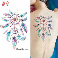 3D Tattoos Stickers,Feather Leaf Dream Catcher Design Waterproof Fake Tattoos Body Art