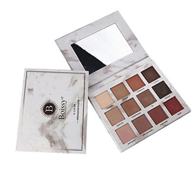 Vovomay Women's 12 Colors Professional Eye Shadow,Fashion Long Lasting Stay Waterproof Pearl Matte Earth Color Makeup Eyeshadow