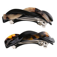 Dovewill 2Pcs Acetate Spring Barrette Hairpins Twist Large Clip for Women Hair Claw