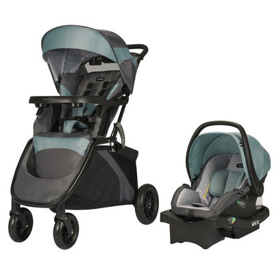 Evenflo Advanced SensorSafe Epic Travel System w/ LiteMax Infant Car Seat, Blue Fog