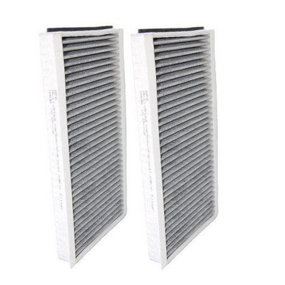 HQRP Cabin Air Filter for BMW 545i 2004 / 2005 Activated Charcoal Microfilter Set plus HQRP UV Meter (Pack of 2)