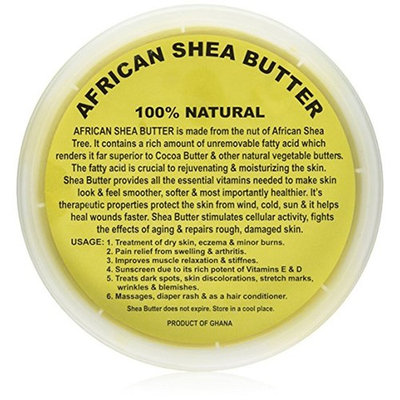 Raw Unrefined African Shea Butter - 8oz, 16oz, 32oz Containers by Sheanefit (Yellow 16oz/1pc)