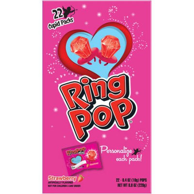 Ring Pop Valentine's Day Strawberry Cupid Packs, 0.4 oz, 22 count