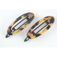Charles J. Wahba Mini Oval Cutout Delrin Barrette Pair - Tortoise