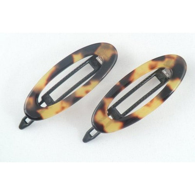 Charles J. Wahba Mini Oval Cutout Delrin Barrette Pair - Tortoise