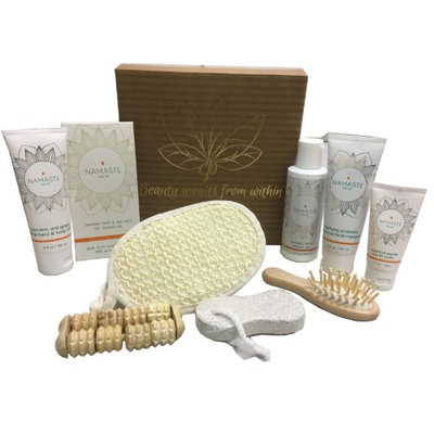 Holiday Collection Home Spa Bath and Body Natural Skin Care Gift Sets By Namaste Skin (10-Piece Box GF)