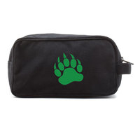 Grizzly Bear Paw Print Dual Two Compartment Travel Toiletry Dopp Kit Bag
